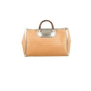 Gucci XL Bamboo Raffia Tote Bag With Gold-Tone Hardware & Leather Trim